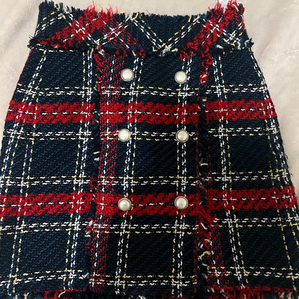 Zara  check plaid tweed skirt